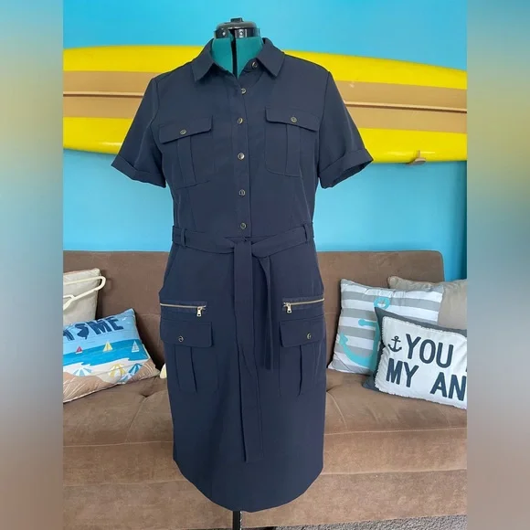 Zac & Rachel NWOT Collared Buttoned Down Dress Size 16 Navy - Picture 1 of 6